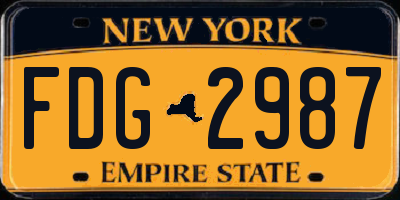 NY license plate FDG2987
