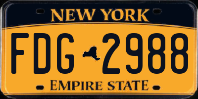 NY license plate FDG2988