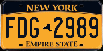 NY license plate FDG2989