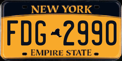 NY license plate FDG2990