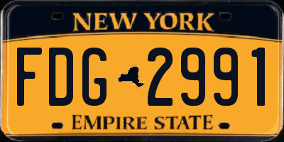 NY license plate FDG2991