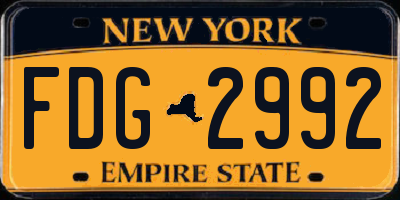 NY license plate FDG2992
