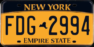 NY license plate FDG2994
