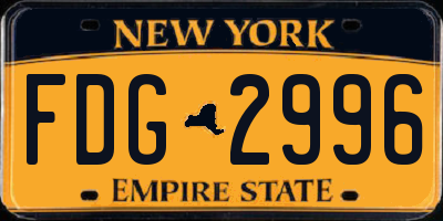 NY license plate FDG2996