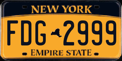 NY license plate FDG2999