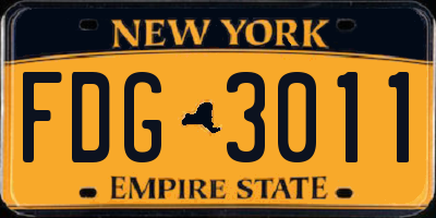 NY license plate FDG3011