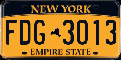 NY license plate FDG3013