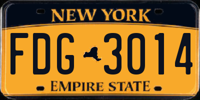 NY license plate FDG3014