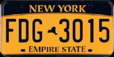 NY license plate FDG3015