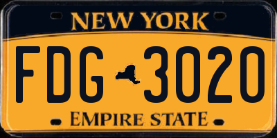 NY license plate FDG3020