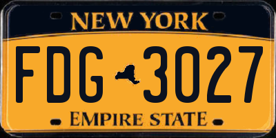 NY license plate FDG3027
