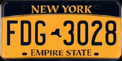NY license plate FDG3028