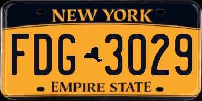 NY license plate FDG3029