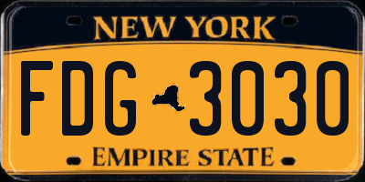 NY license plate FDG3030