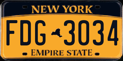 NY license plate FDG3034
