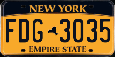 NY license plate FDG3035