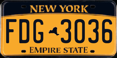 NY license plate FDG3036
