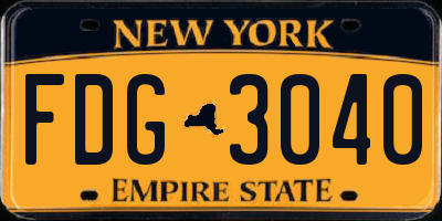 NY license plate FDG3040