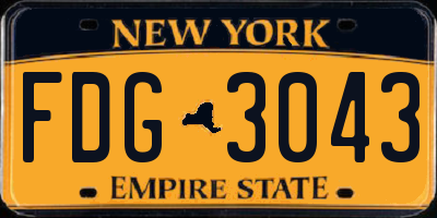 NY license plate FDG3043