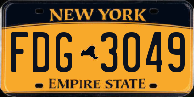 NY license plate FDG3049