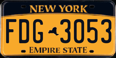 NY license plate FDG3053