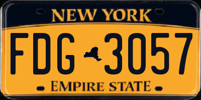NY license plate FDG3057