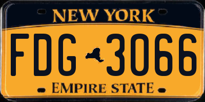 NY license plate FDG3066