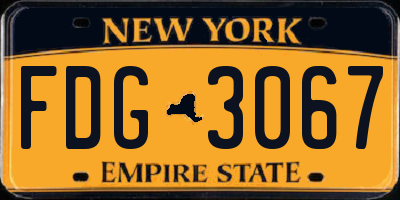 NY license plate FDG3067