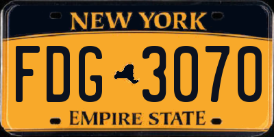 NY license plate FDG3070