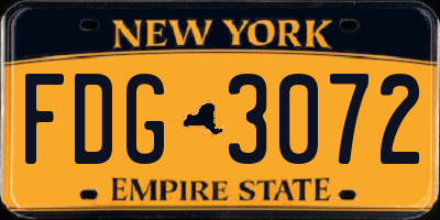NY license plate FDG3072