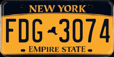 NY license plate FDG3074