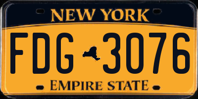 NY license plate FDG3076