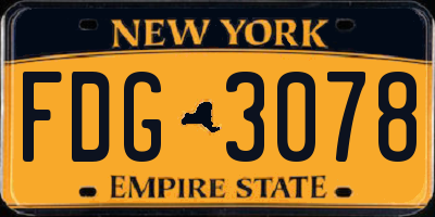 NY license plate FDG3078