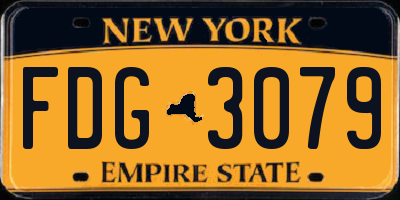 NY license plate FDG3079