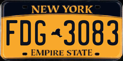 NY license plate FDG3083