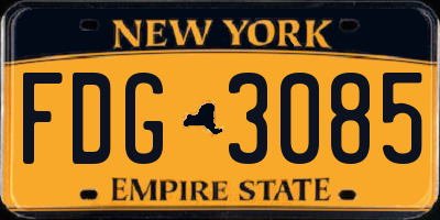 NY license plate FDG3085