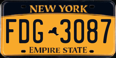 NY license plate FDG3087