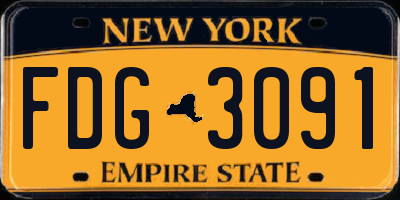 NY license plate FDG3091