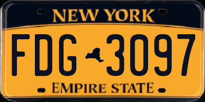 NY license plate FDG3097