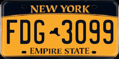 NY license plate FDG3099