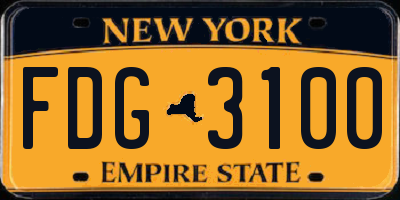 NY license plate FDG3100