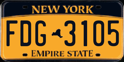 NY license plate FDG3105
