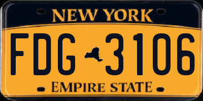 NY license plate FDG3106