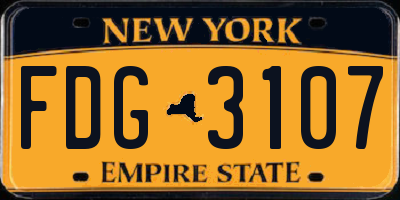 NY license plate FDG3107