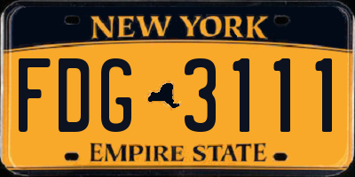 NY license plate FDG3111
