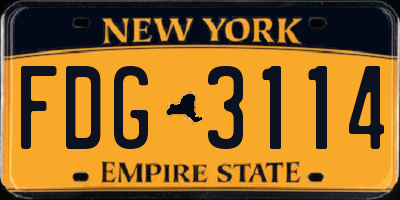 NY license plate FDG3114