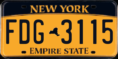 NY license plate FDG3115