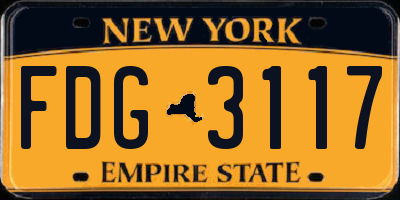NY license plate FDG3117