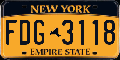 NY license plate FDG3118