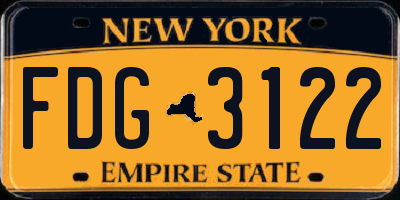 NY license plate FDG3122